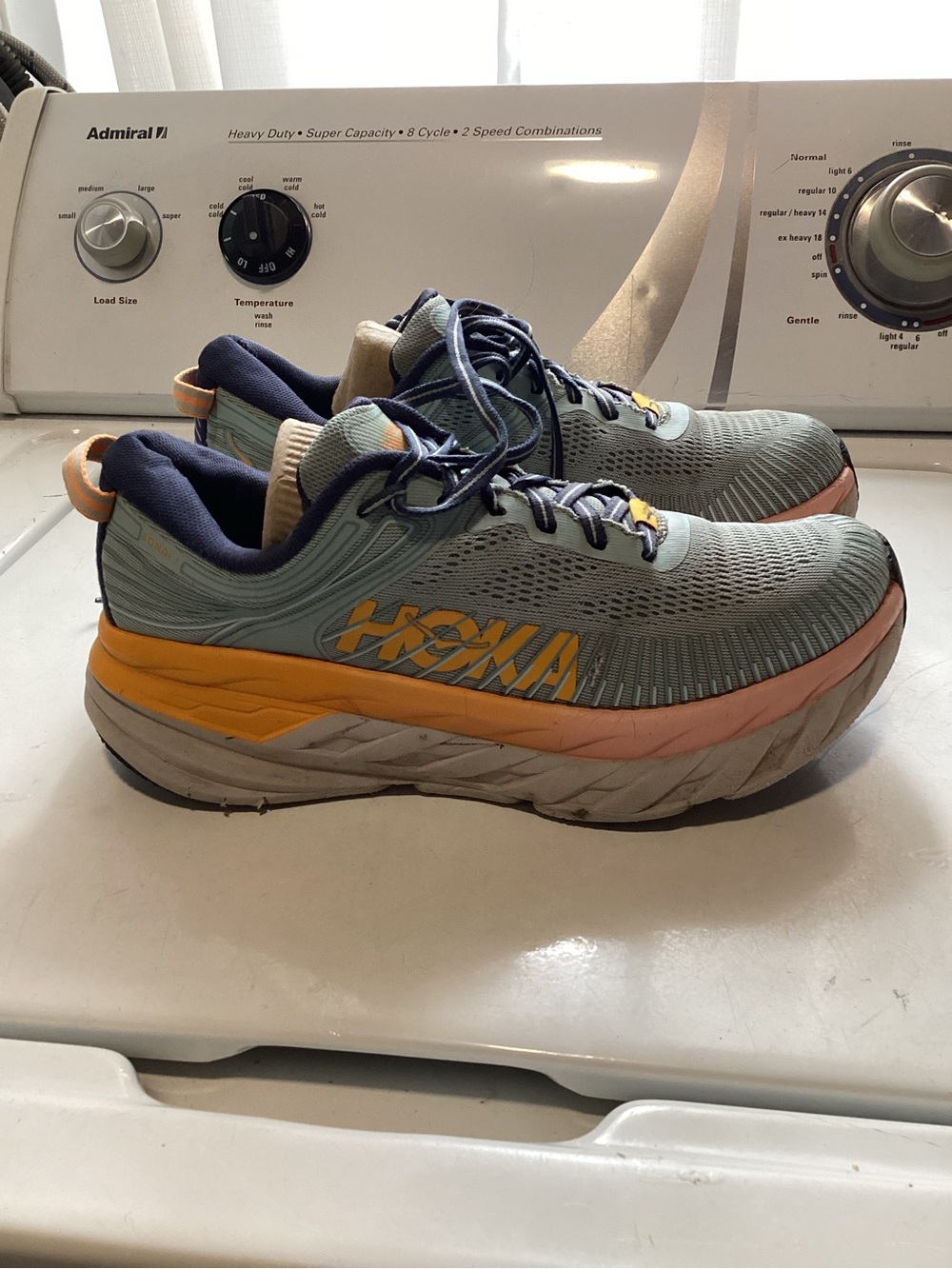 Hoka Kids Trail Sneakers in Sage Green, Yellow & Coral